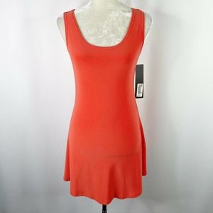 Sympli Tank Dress Size 2 Jersey Mango Coral Sleeveless Scoop Stretch NWT NEW